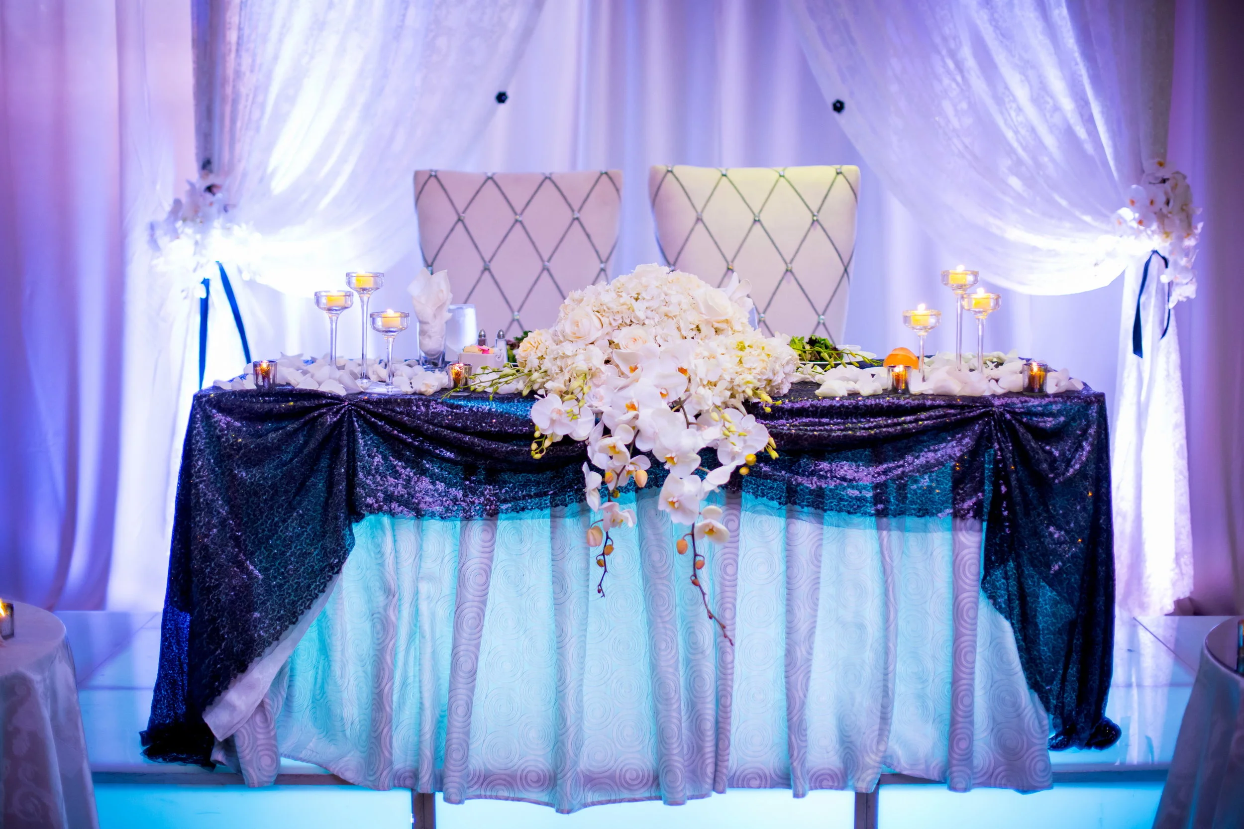 Black and White Wedding Sweetheart Table at Cresthollow Country Club