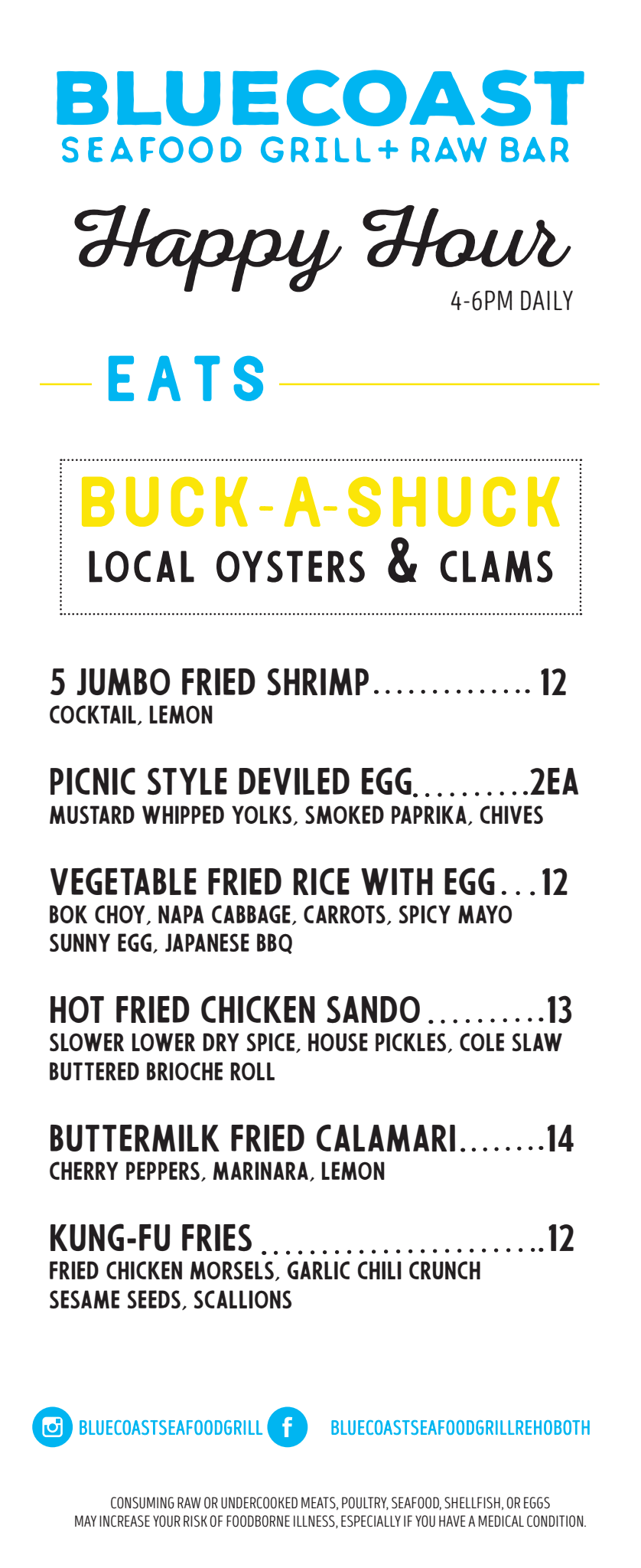 View Our Menu | Seafood in Rehoboth Beach | Bluecoast