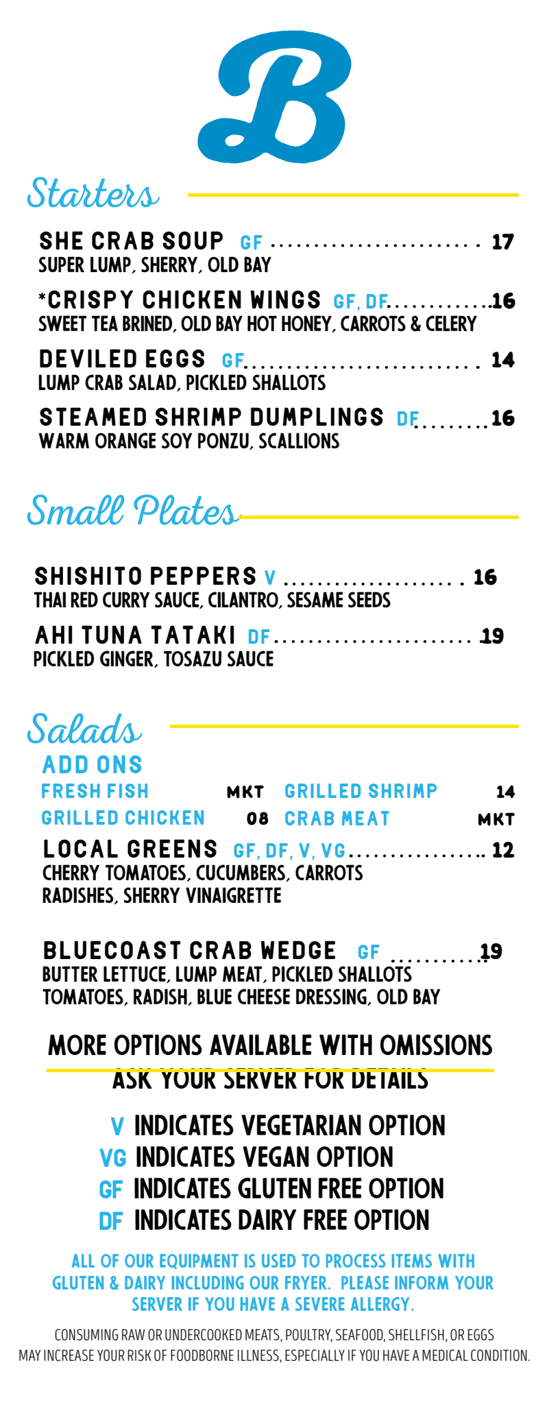 View Our Menu | Seafood in Rehoboth Beach | Bluecoast
