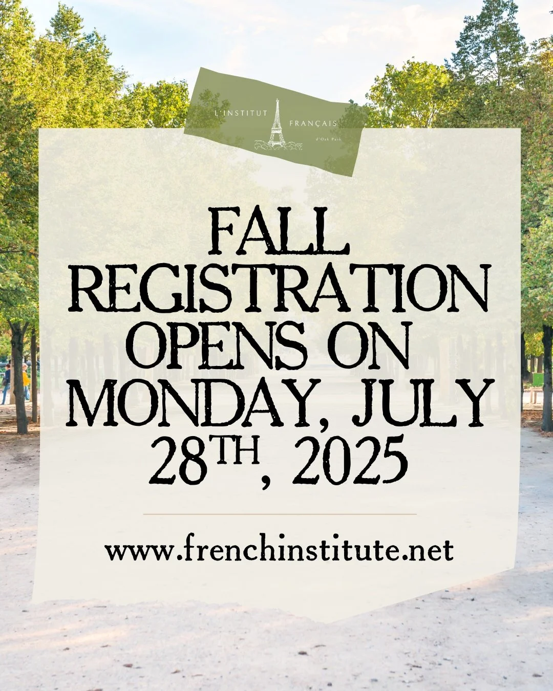 Fall 2025 Registration Opens Monday, July 28