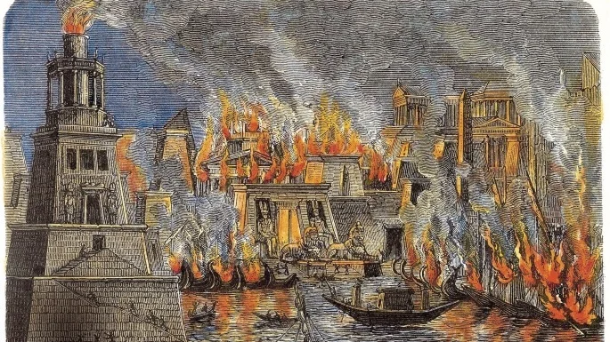 The Burning of the Library of Alexandria in 48 BC