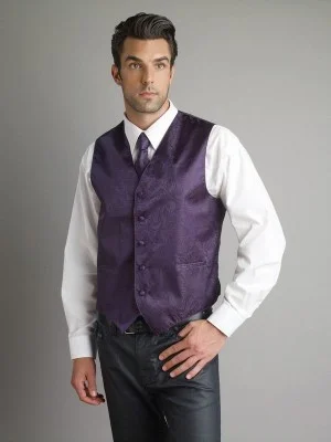 VS278 Vest & Tie Combo Paisley (Grape)