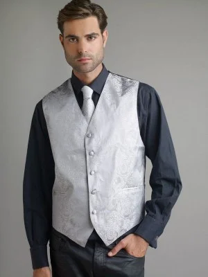 VS278 Men's Vest & Tie Combo Paisley (Gray)