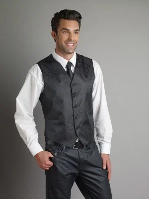VS278 Vest & Tie Combo Paisley Pattern (Black)