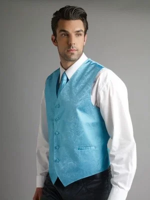 VS278 Vest & Tie Combo Paisley (Aqua)