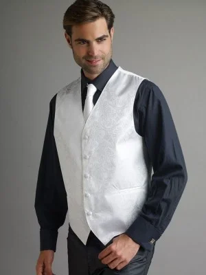 VS278 Vest & Tie Combo Paisley (White)