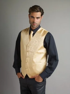 VS278 Vest & Tie Combo Paisley (Mustard) 