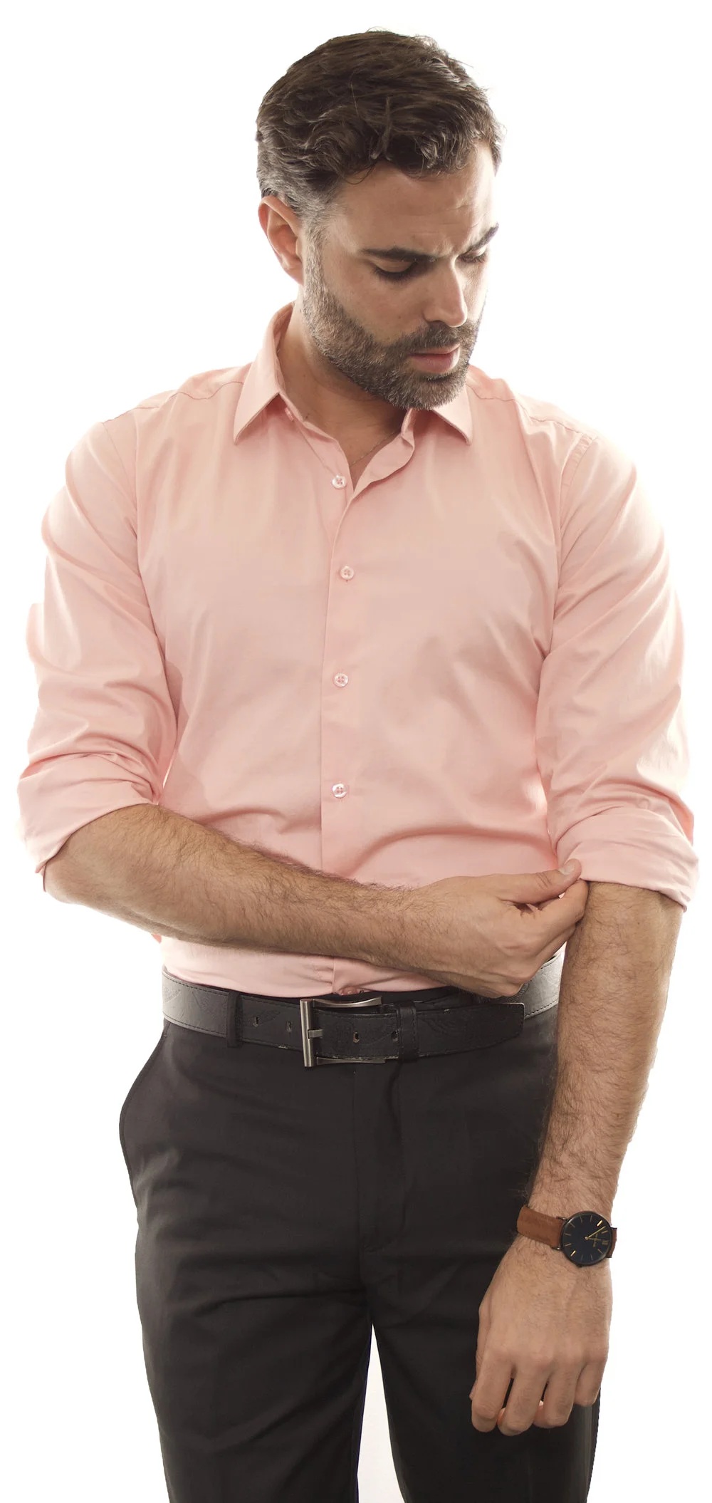 dusty pink dress shirt Dusty Pink Pure Linen Full-Sleeve Shirt with Concealed Buttons – Linen Trail main image 1