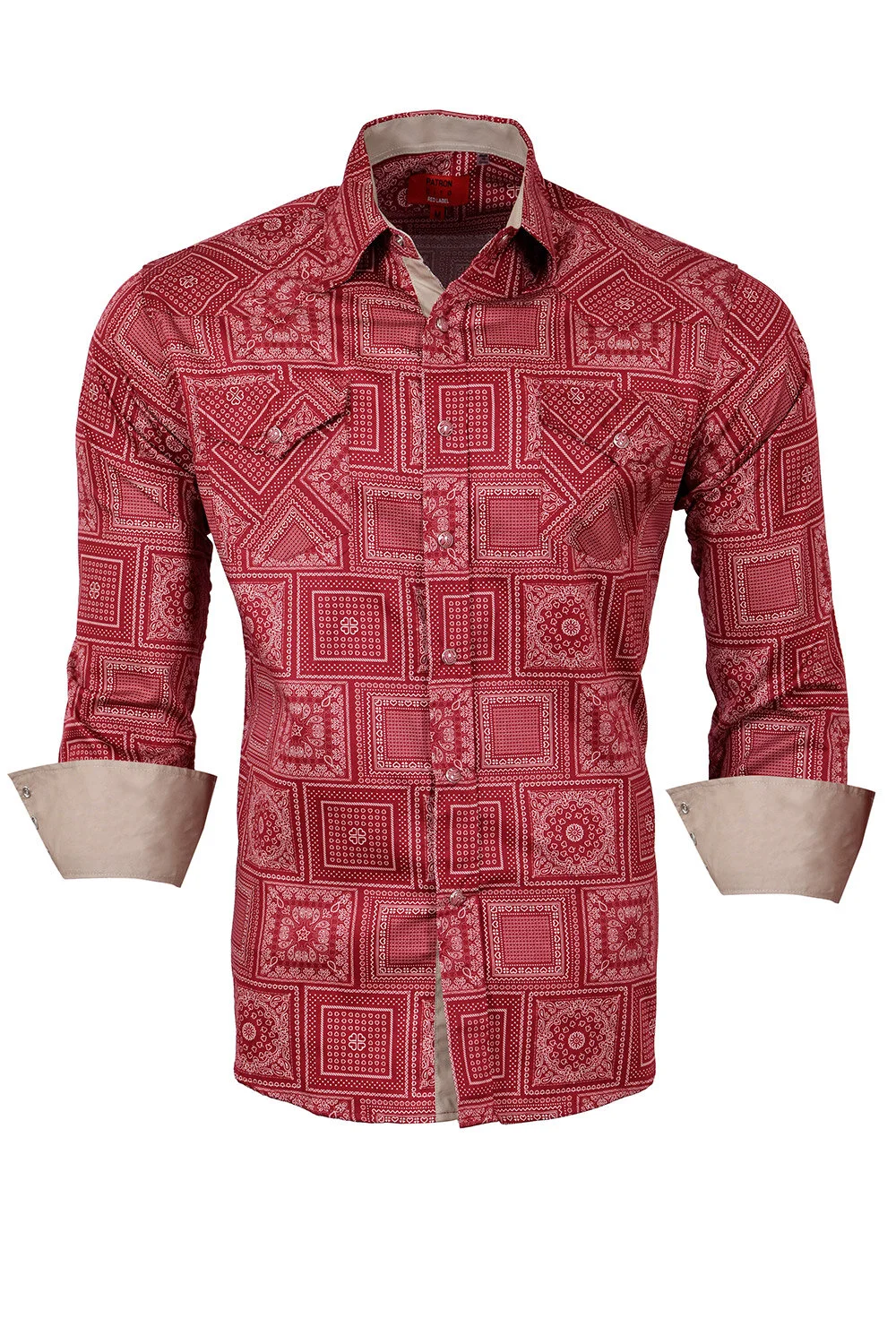 Printed Shirt 435 Burgundy Khaki