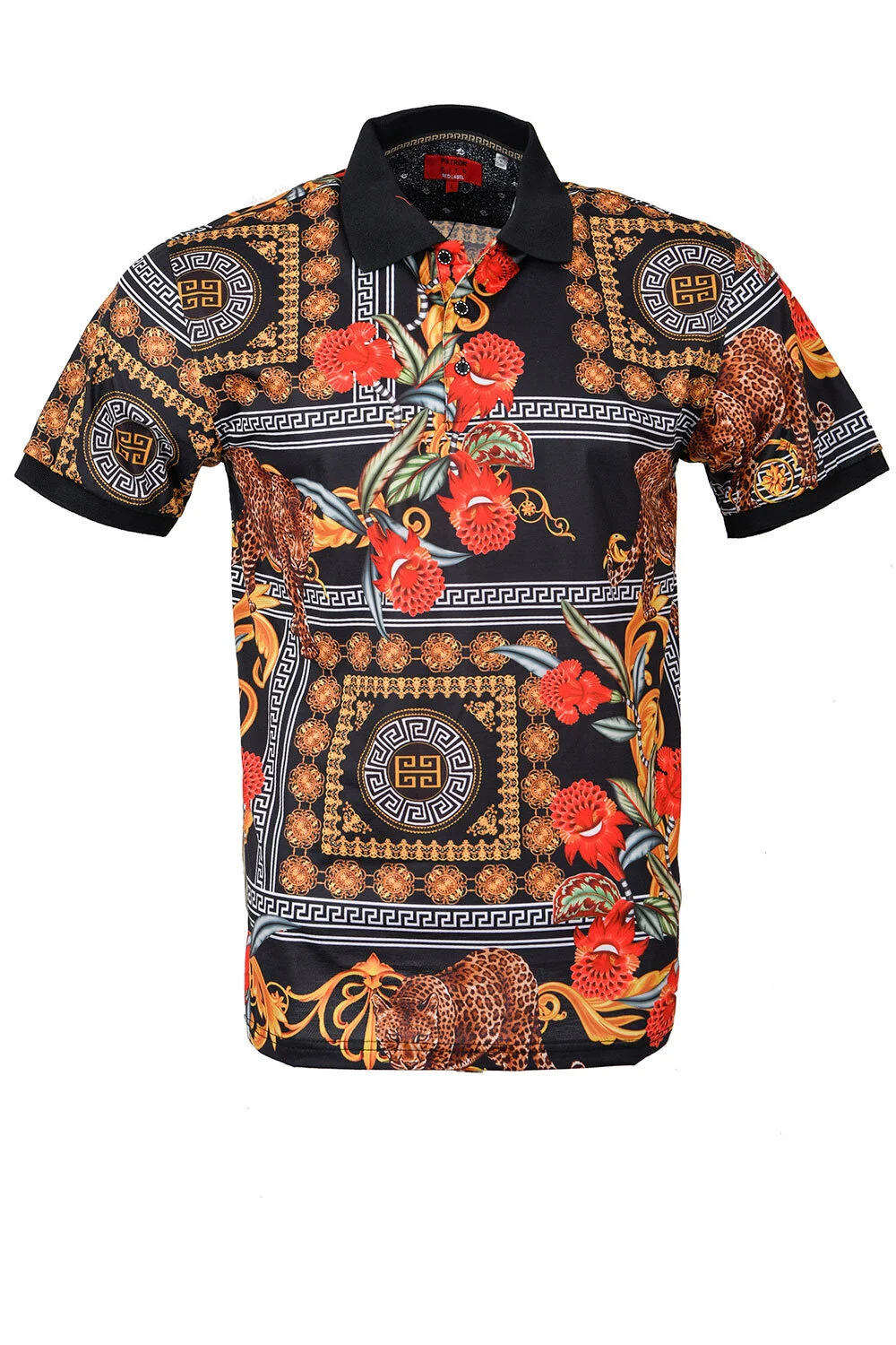 Men's Printed Polo Shirt T-200 Black