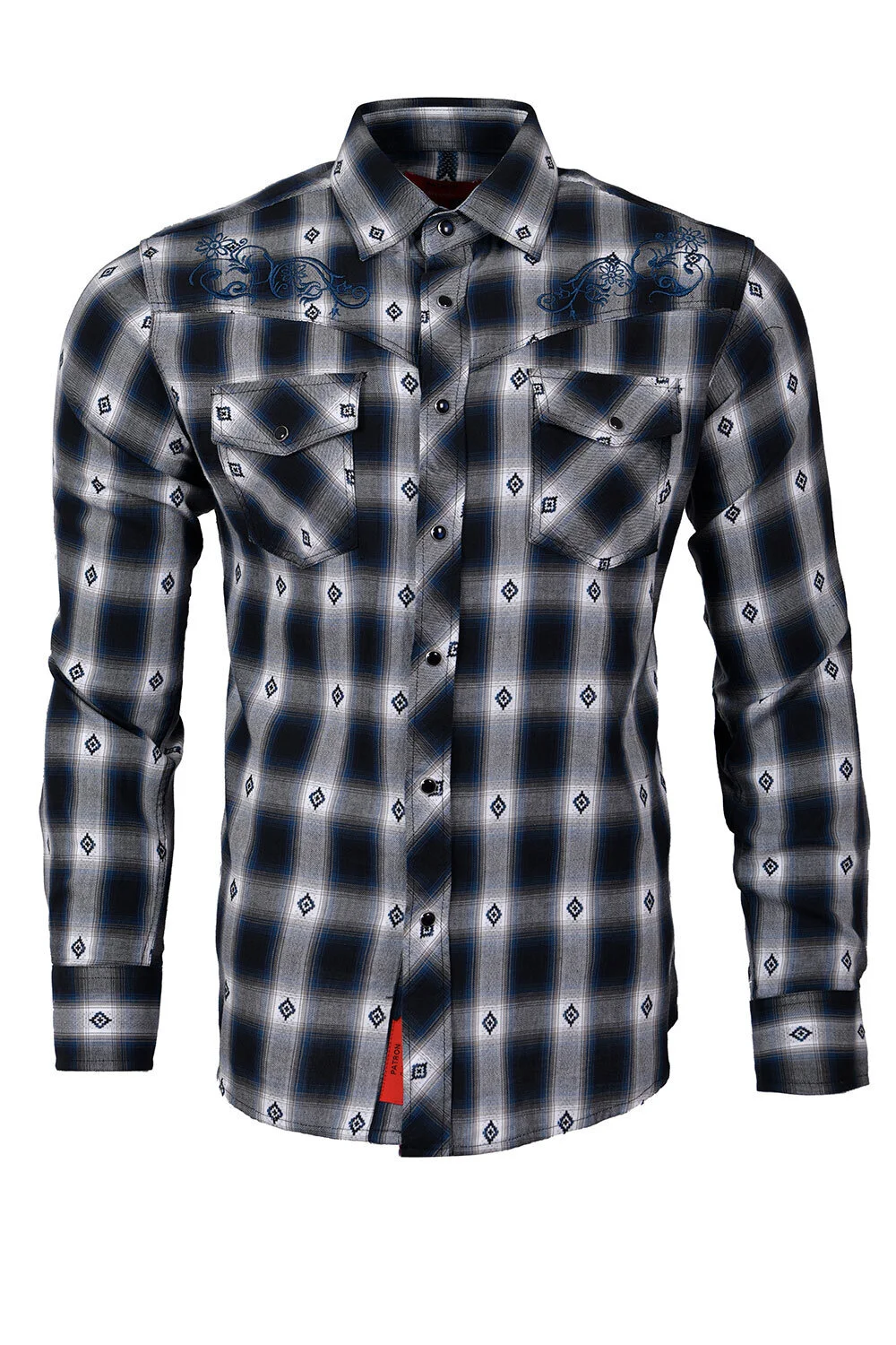 Men's Printed Checkered Shirt 04460 Navy