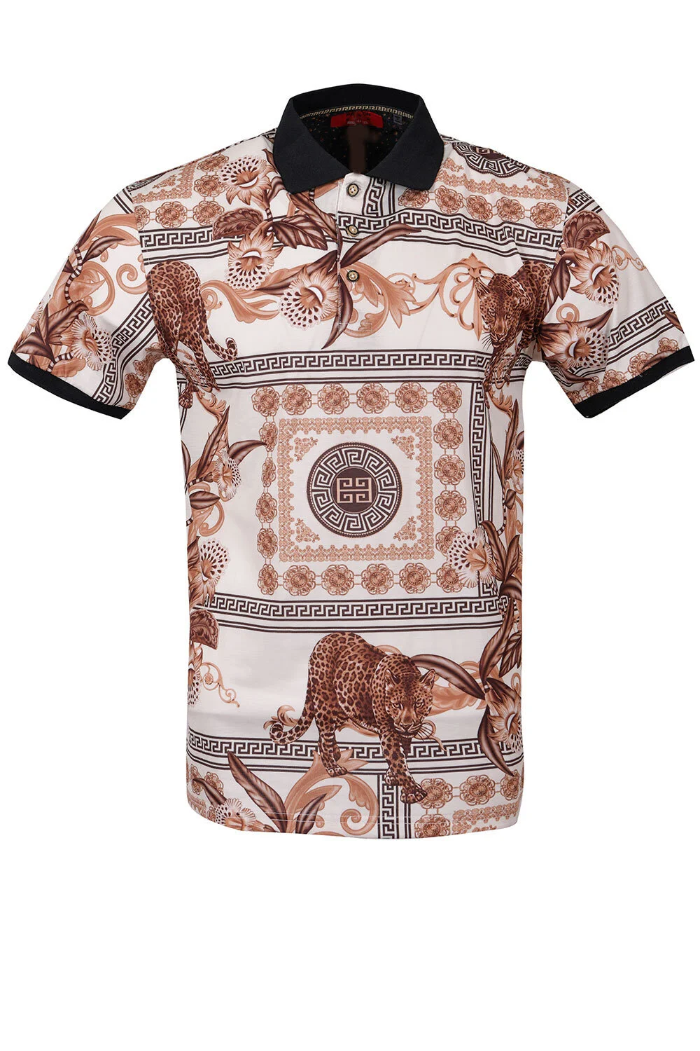 Men's Printed Polo Shirt T-200 Khaki