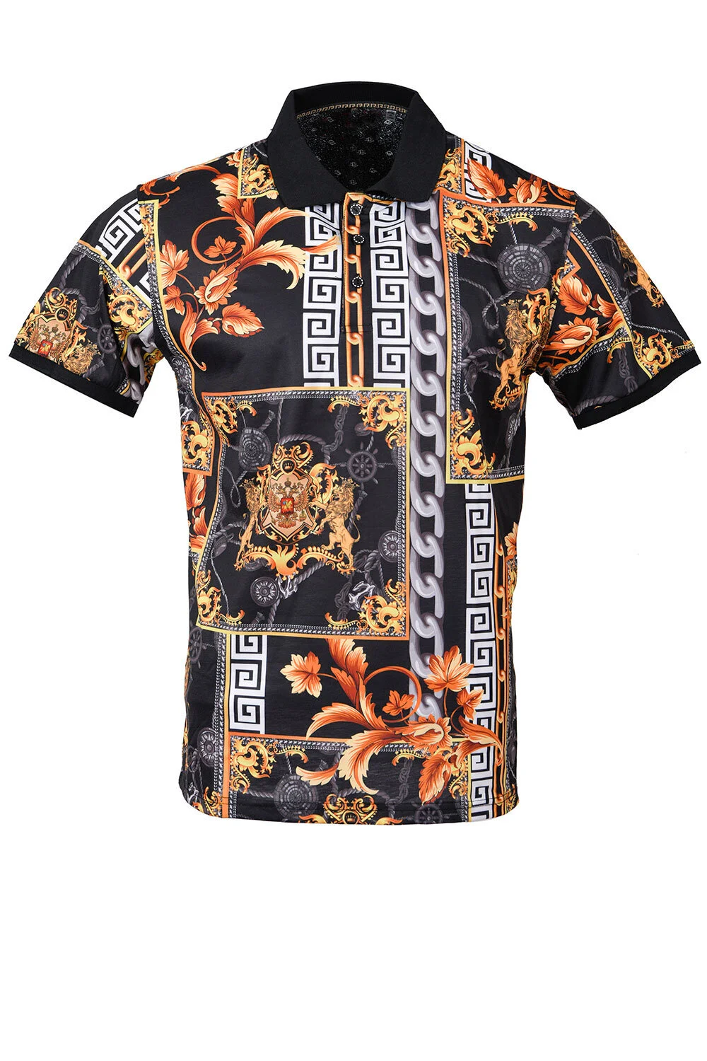 Men's Printed Polo Shirt T-205 Black