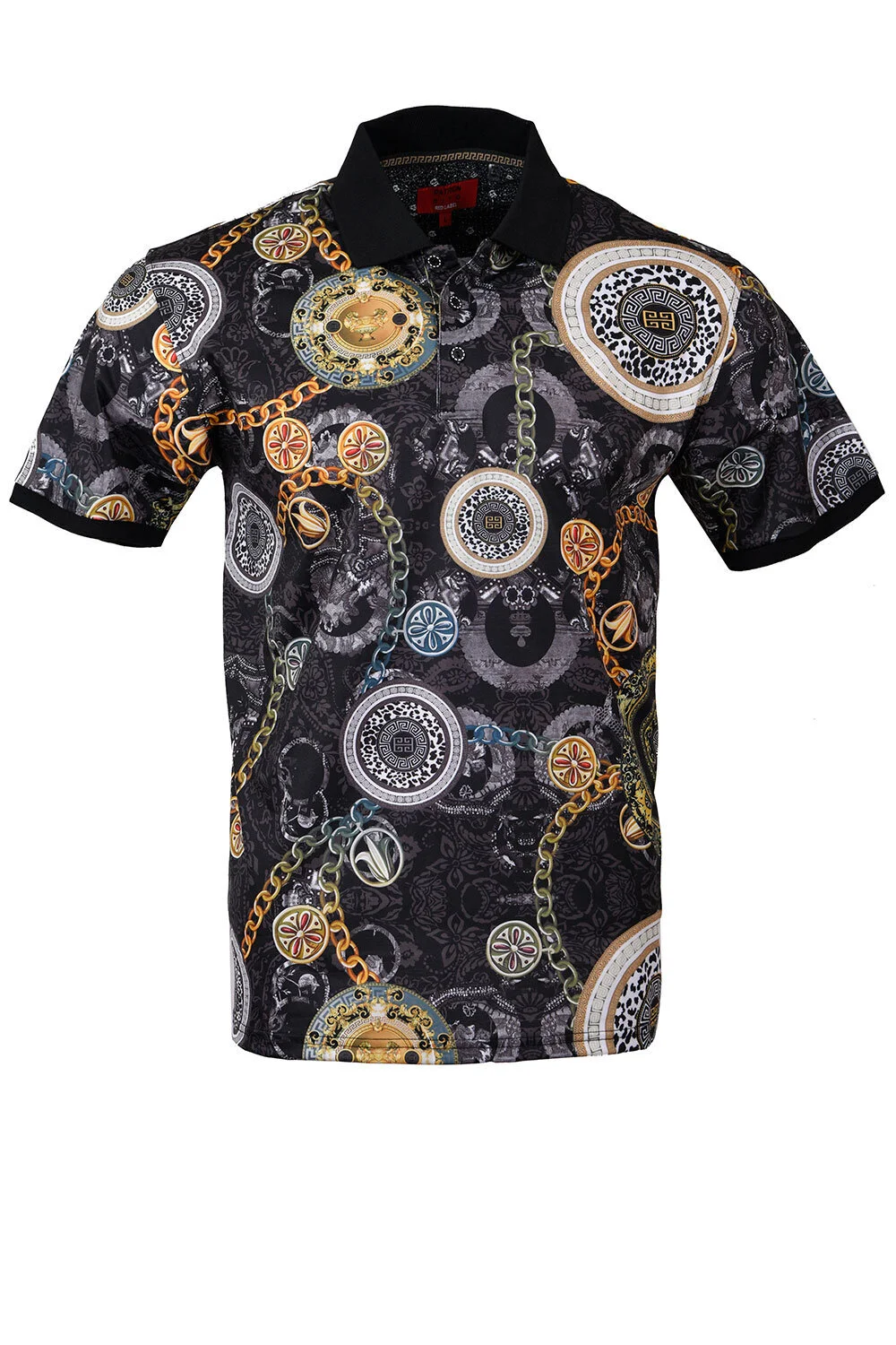 Men's Printed Polo Shirt T-210 Black