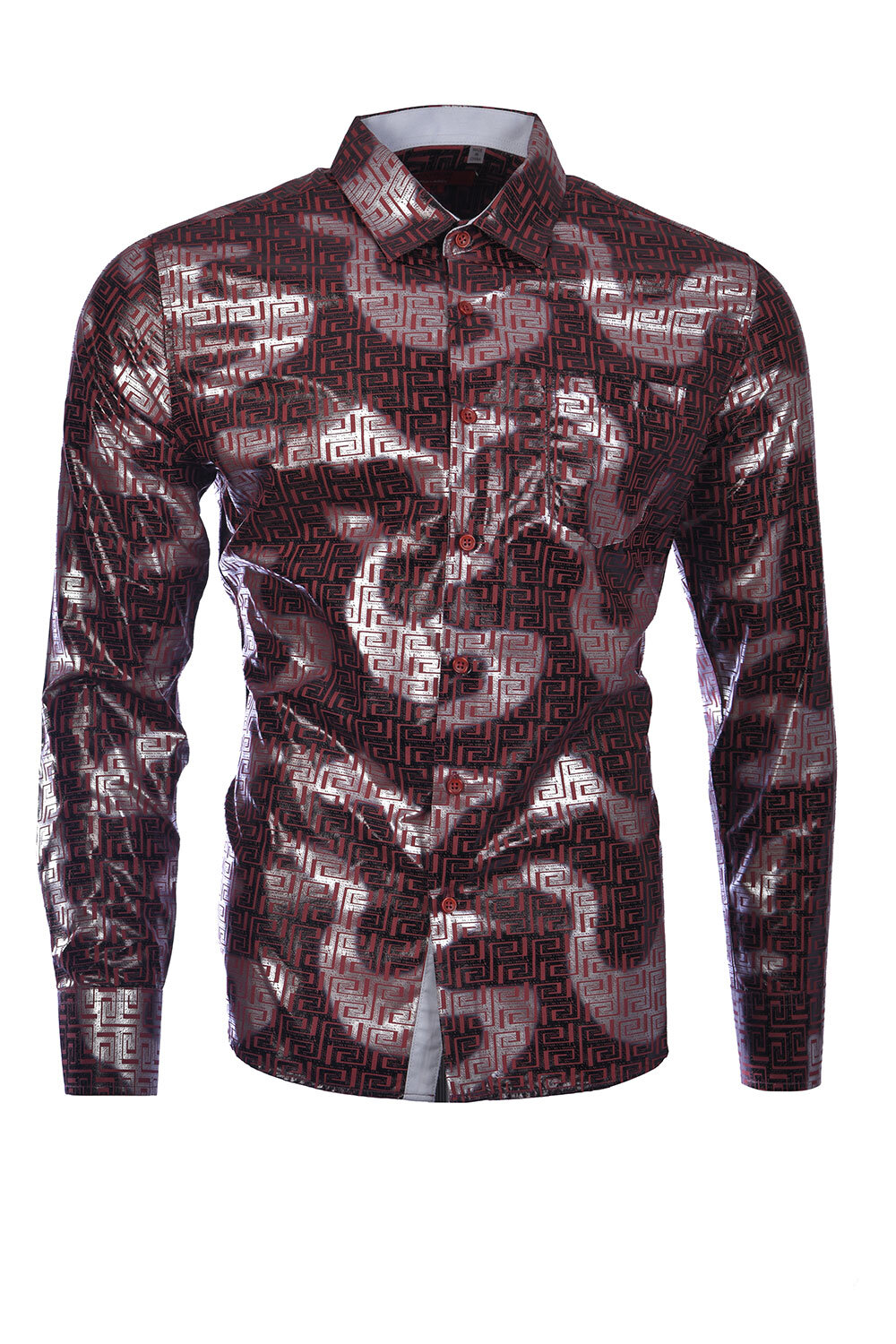 Men's Printed Shirt F-07 Burgundy