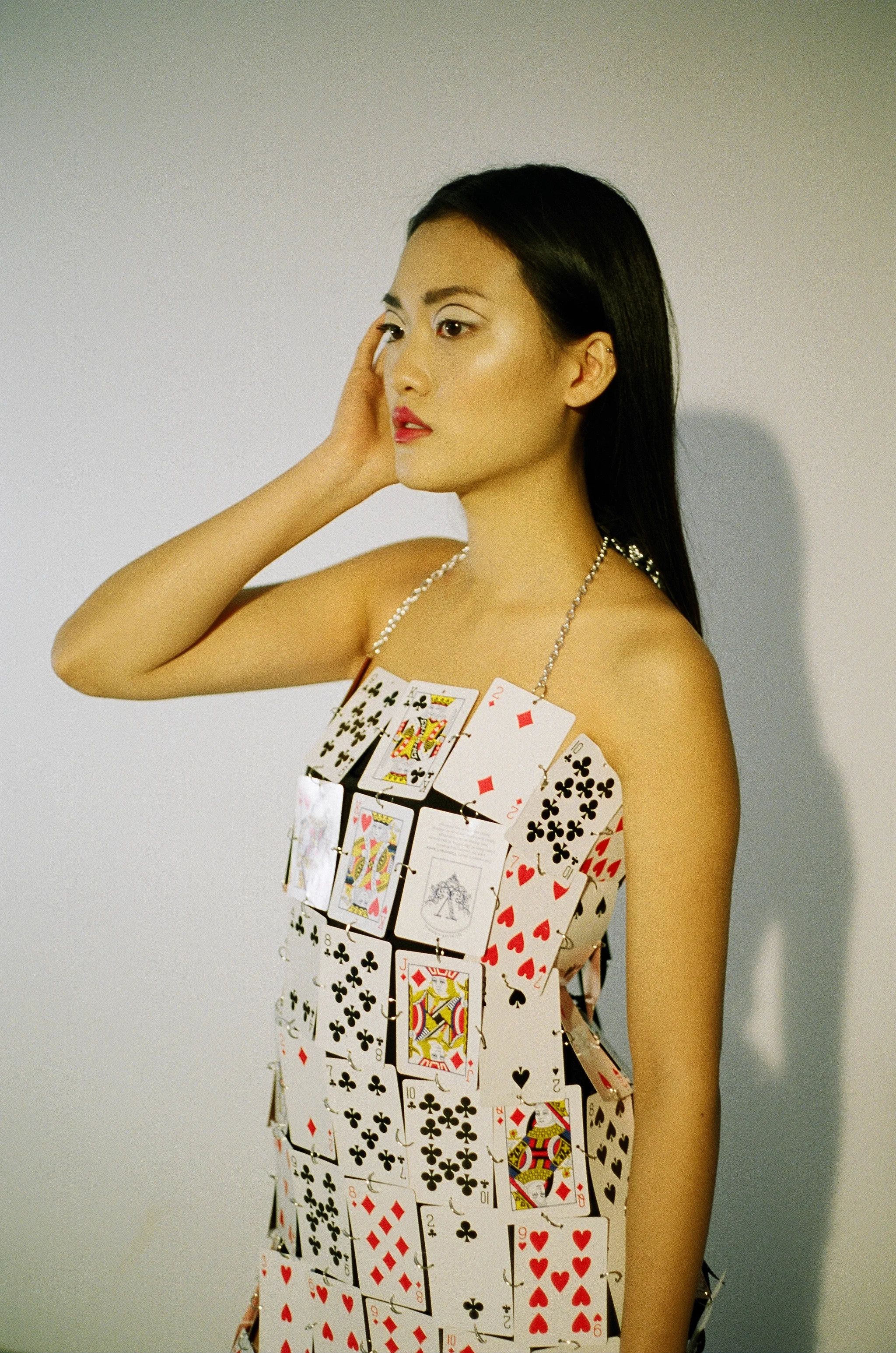  HANDMADE PLAYING CARDS HALTER MINI DRESS 