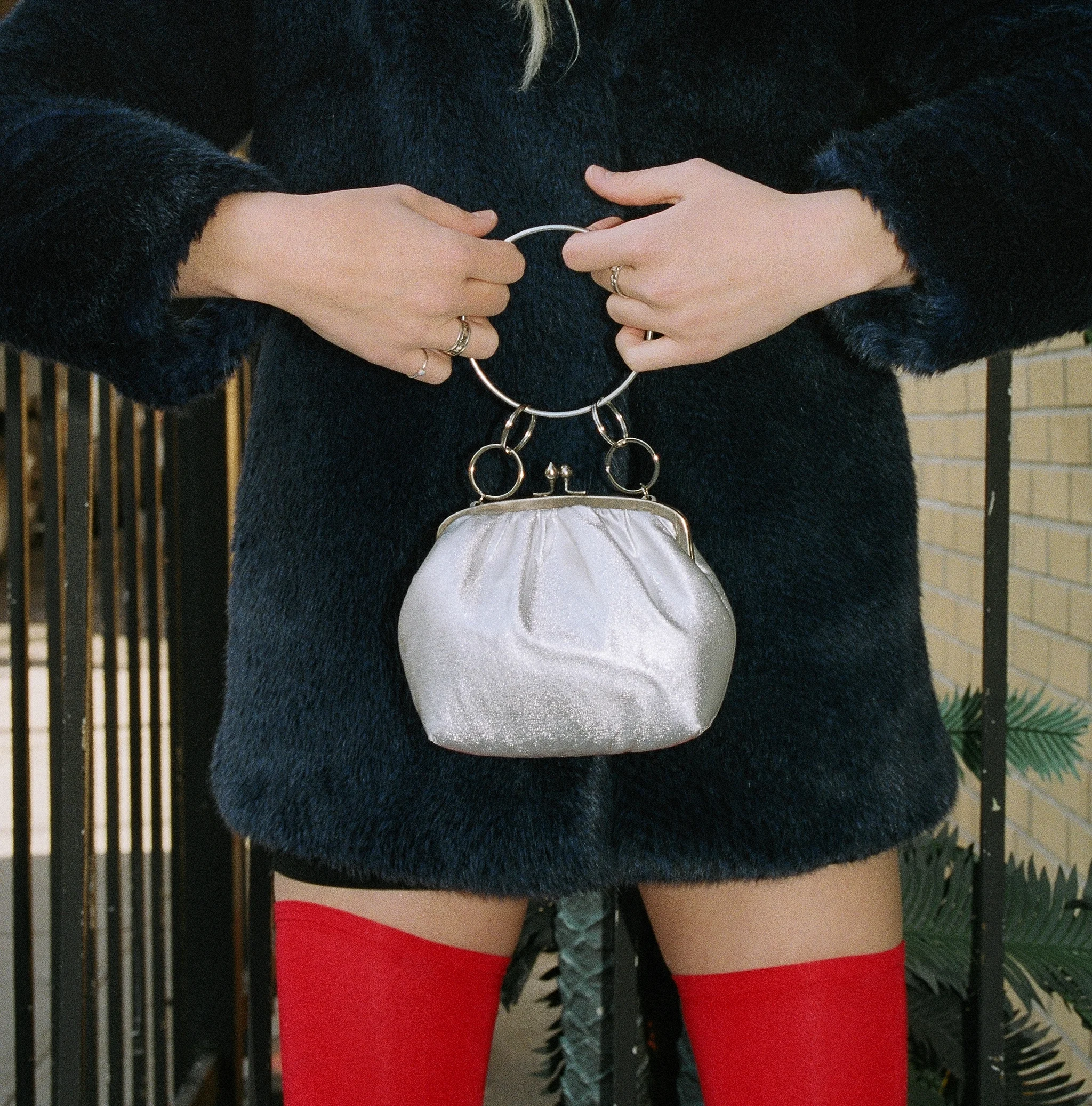  CUSTOM SILVER MINI HANDBAG WITH HOOP HANDLE 