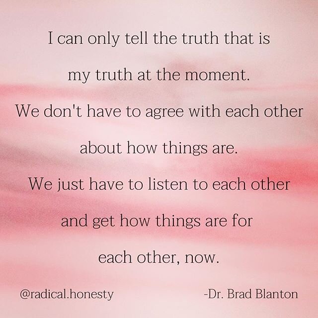 Truth can only be told if you are present in the telling and present to the person to whom you are talking.

When I am describing to another person how things are, I am always describing how things are for me at the moment, or I am not telling the tr