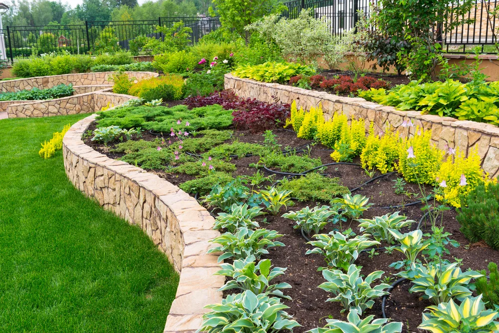 retainer wall and traditional SOD installation