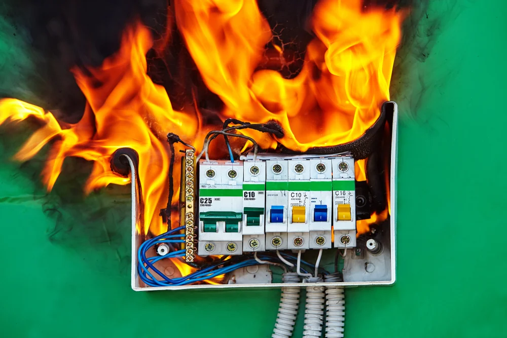 electrical panel box on fire