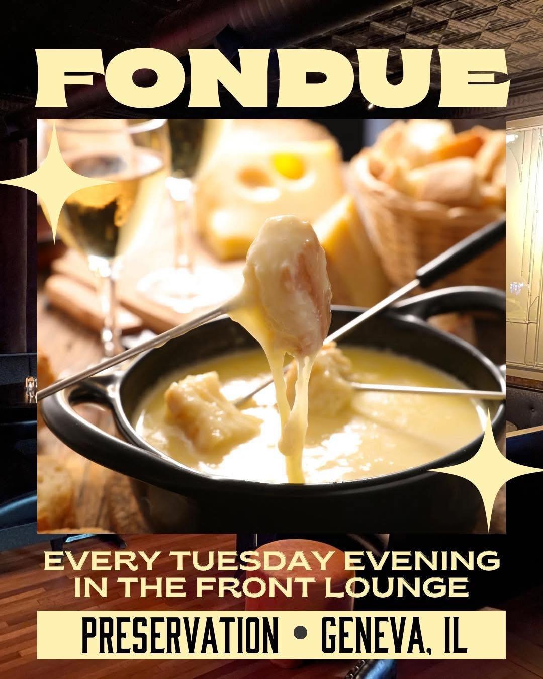 Tuesday nights just got a whole lot cheesier (in the best way possible). Fondue Night is ✨ON✨ every Tuesday evening in our cozy Front Lounge!
🧀 Hot, melty, gooey goodness
🍫 Indulgent chocolate yumminess
🥖 All the dippables your heart desires
🍷 S