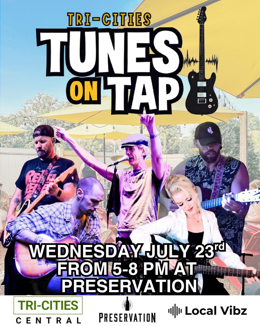 🎶 Tri-Cities Tunes on Tap
📍 Preservation, Geneva
📅 Wednesday, July 23 | 🕔 5–8PM
🎟 Free to attend – reservations suggested (link in bio)
🐶 Fundraising for Anderson Humane
Hosted and Sponsored by Local Vibz - Live Music Guide, Tri-Ci