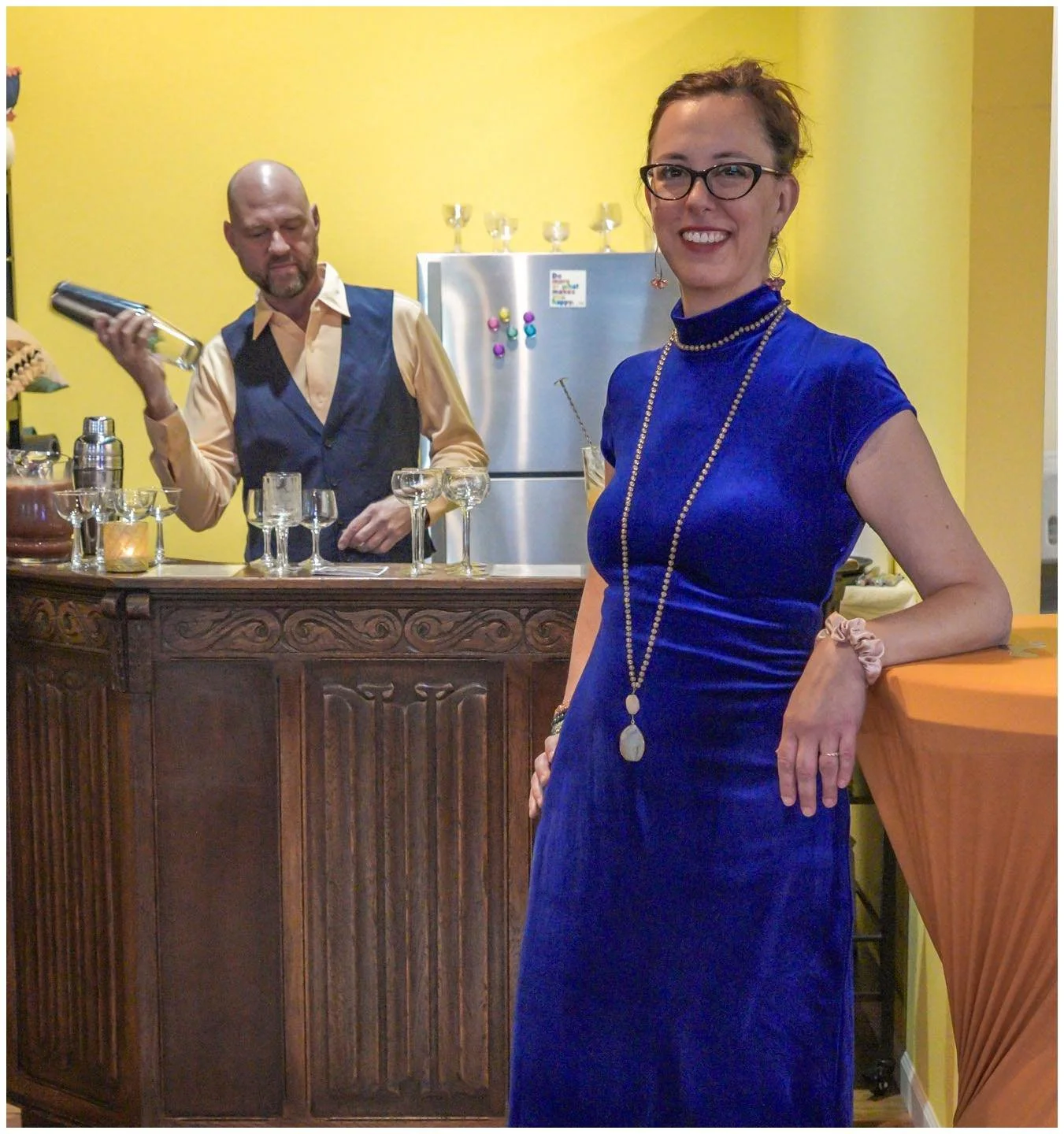 Lawrence shaking mocktails in support of Tess&rsquo; new sister project, Soul Studio Batavia 

Tess likes to call it a &ldquo;retreat for your brain&mdash;sandbox for your soul&rdquo;. 

Salsa with them on Saturday with Vargo Dance at their Beginning