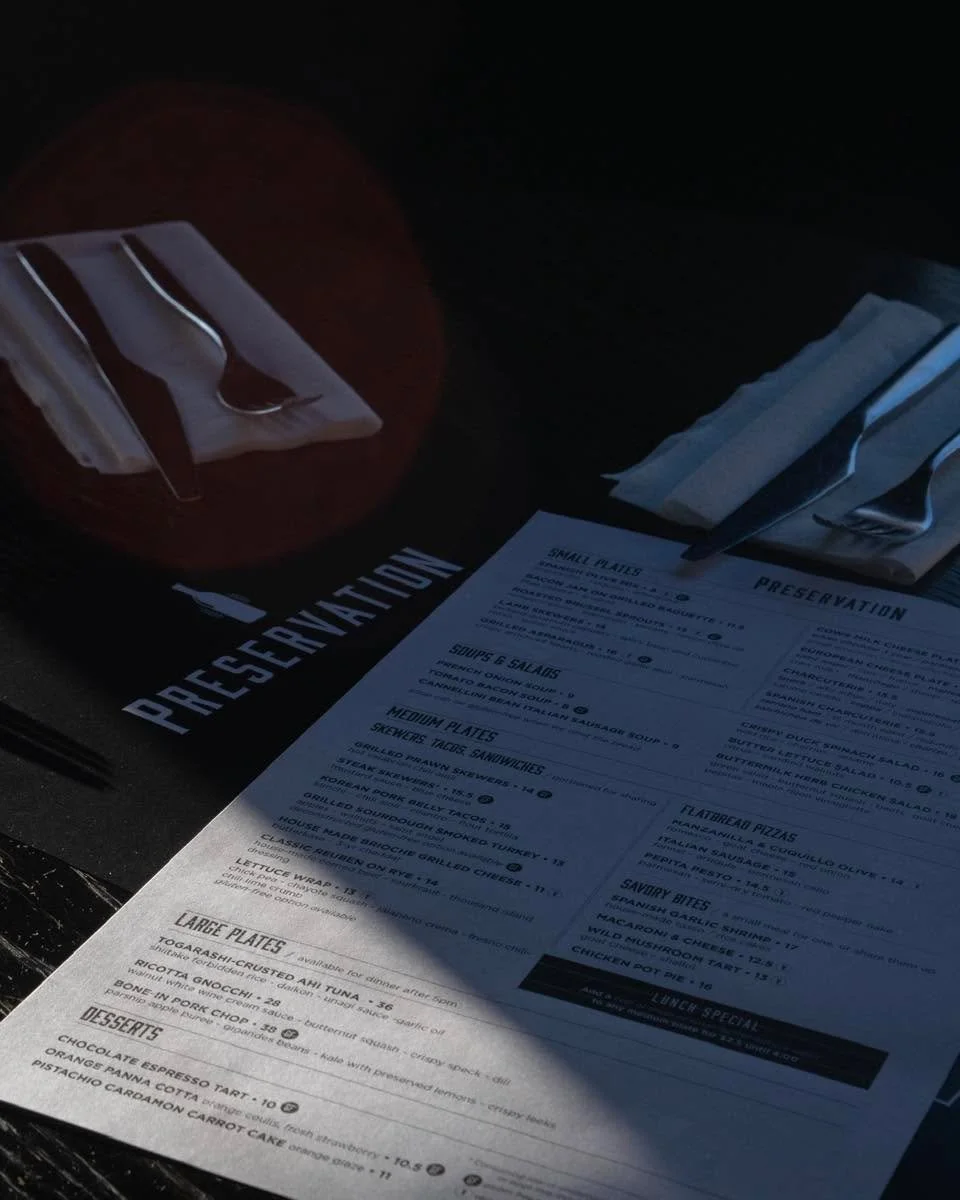 Wine Wednesday at Preservation 🍷

Halfway to the weekend calls for a good glass of wine. Join us for Wine Wednesday and enjoy select bottles for $25 all day, plus Happy Hour specials at the bar from 3 to 6.

Grab a seat on the all-weather covered pa