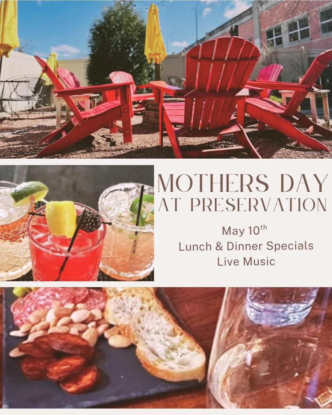April showers bring May flowers&hellip; and the perfect reason to celebrate Mom 💐

Join us at Preservation on May 10th for a special Mother&rsquo;s Day featuring delicious lunch &amp; dinner specials, live music, and being able to eat in peace like 