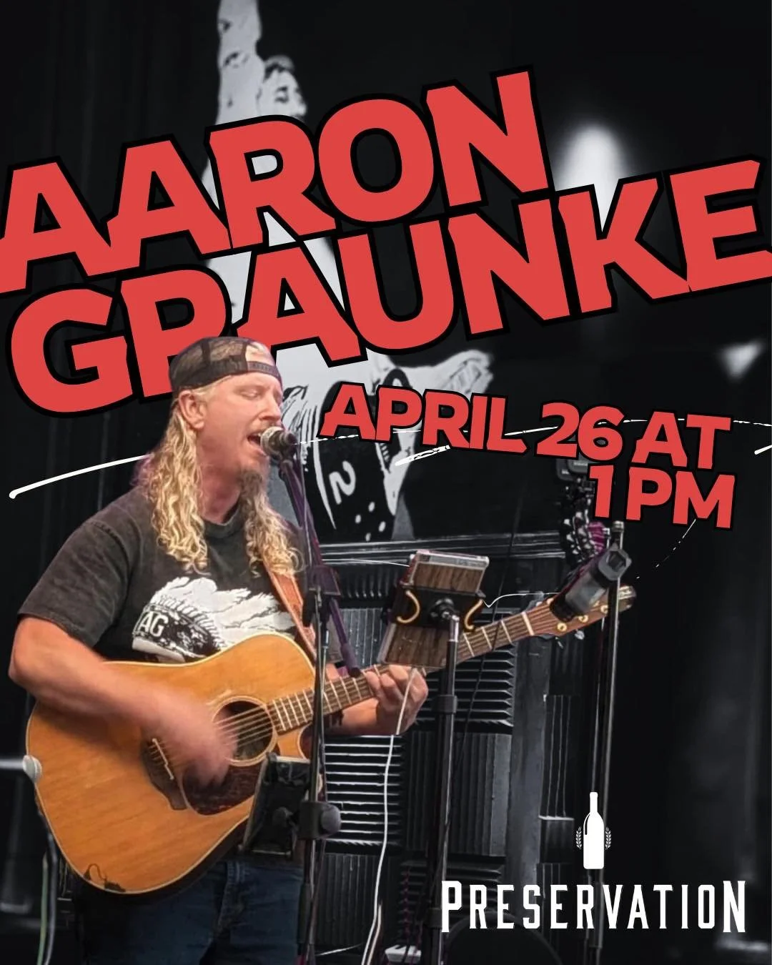Sunday Funday at Preservation with Aaron on the all-weather patio.

Acoustic, laid-back, and full of rock-rooted soul&mdash;covering everything from Floyd and Skynyrd to Dispatch and Johnny Cash, plus originals that fit right in.

Easygoing, good-tim