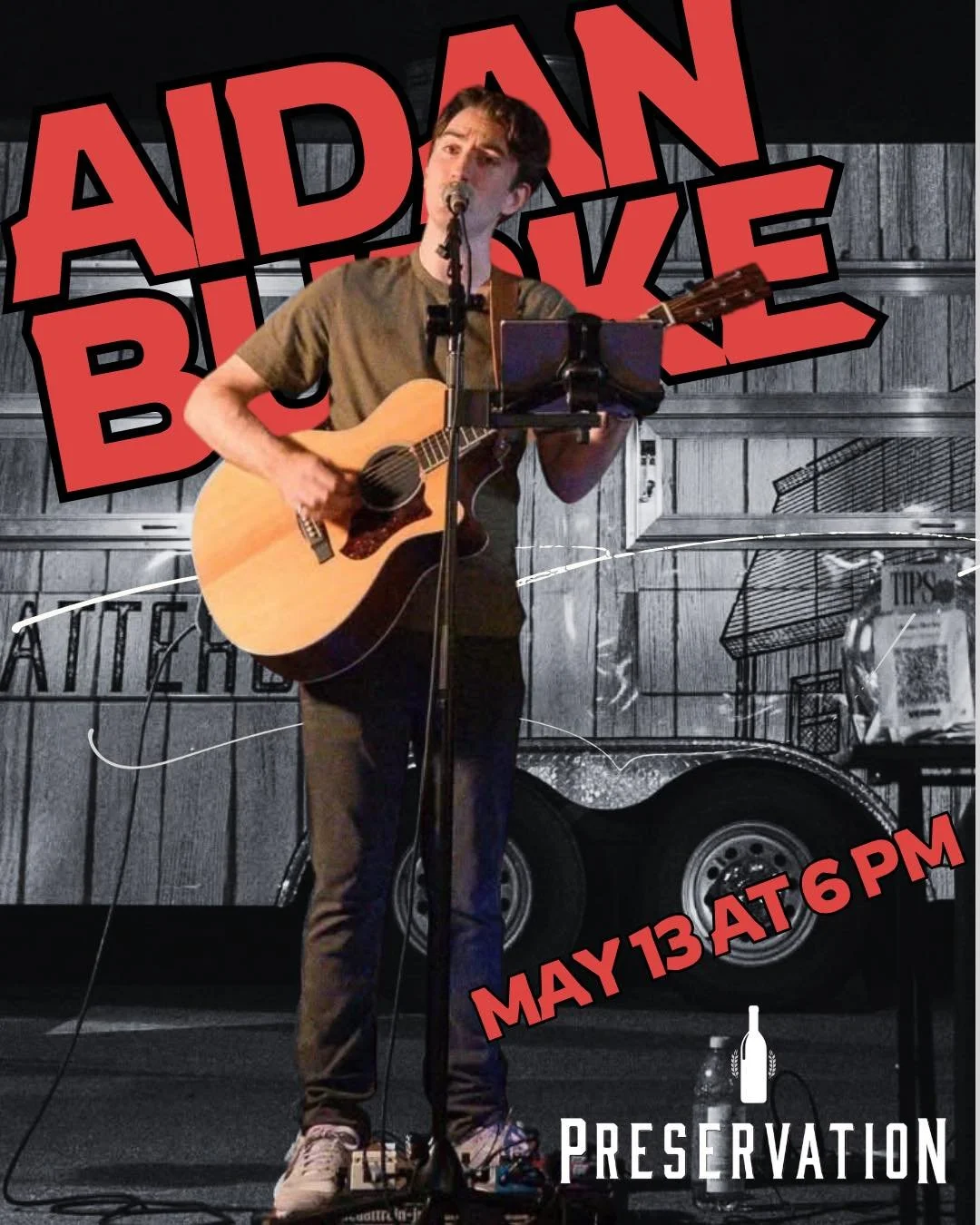 Country, folk, rock, and a setlist full of songs you actually want to hear.

Catch Aidan Burke live at Preservation &mdash; originals, killer covers, and an all-weather patio ready for whatever Chicago decides to do.