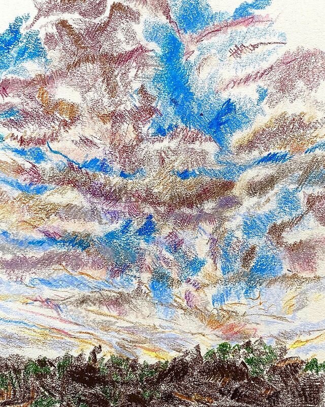Into the sky .
.
.
.
.
.
#intheberkshires #sketchaday #theberkshires #colorpencil #prismacolor #walks #clouds #amongtrees #appalachiantrail
