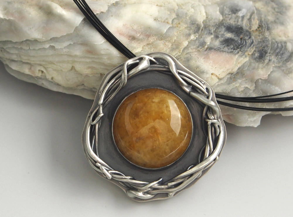 carnelian and silver slide necklace