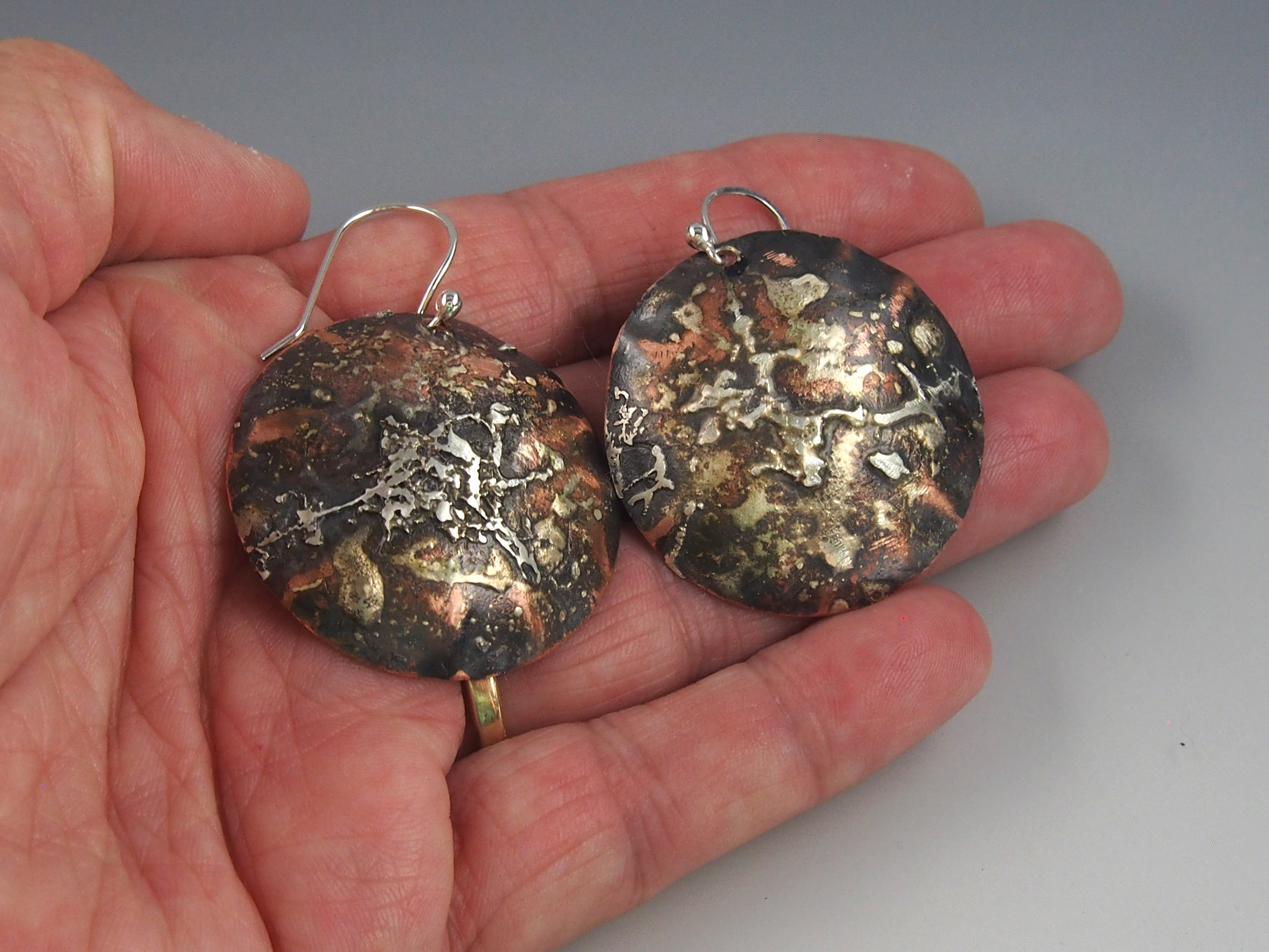 Rich Copper and silver earrings