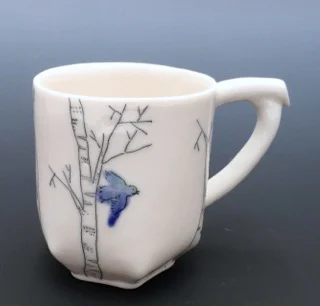 bluebird/birch mug