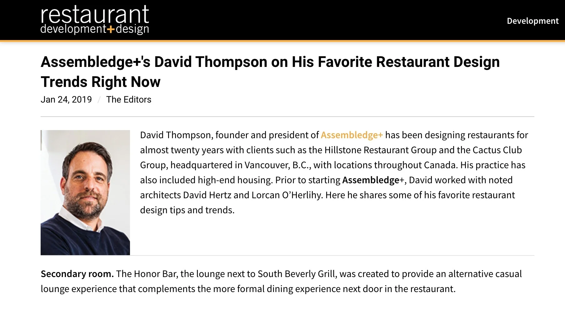 Assembledge+ ’s David Thompson featured in RDD Mag .