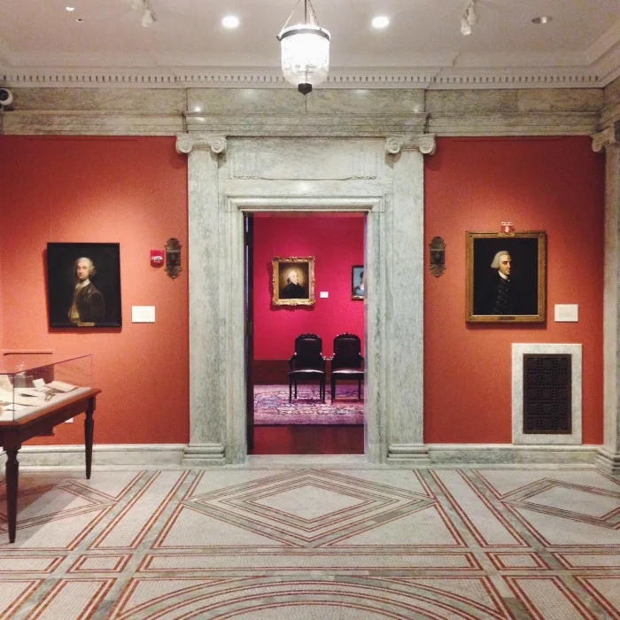 Inside the museum at the Massachusetts Historical Society.