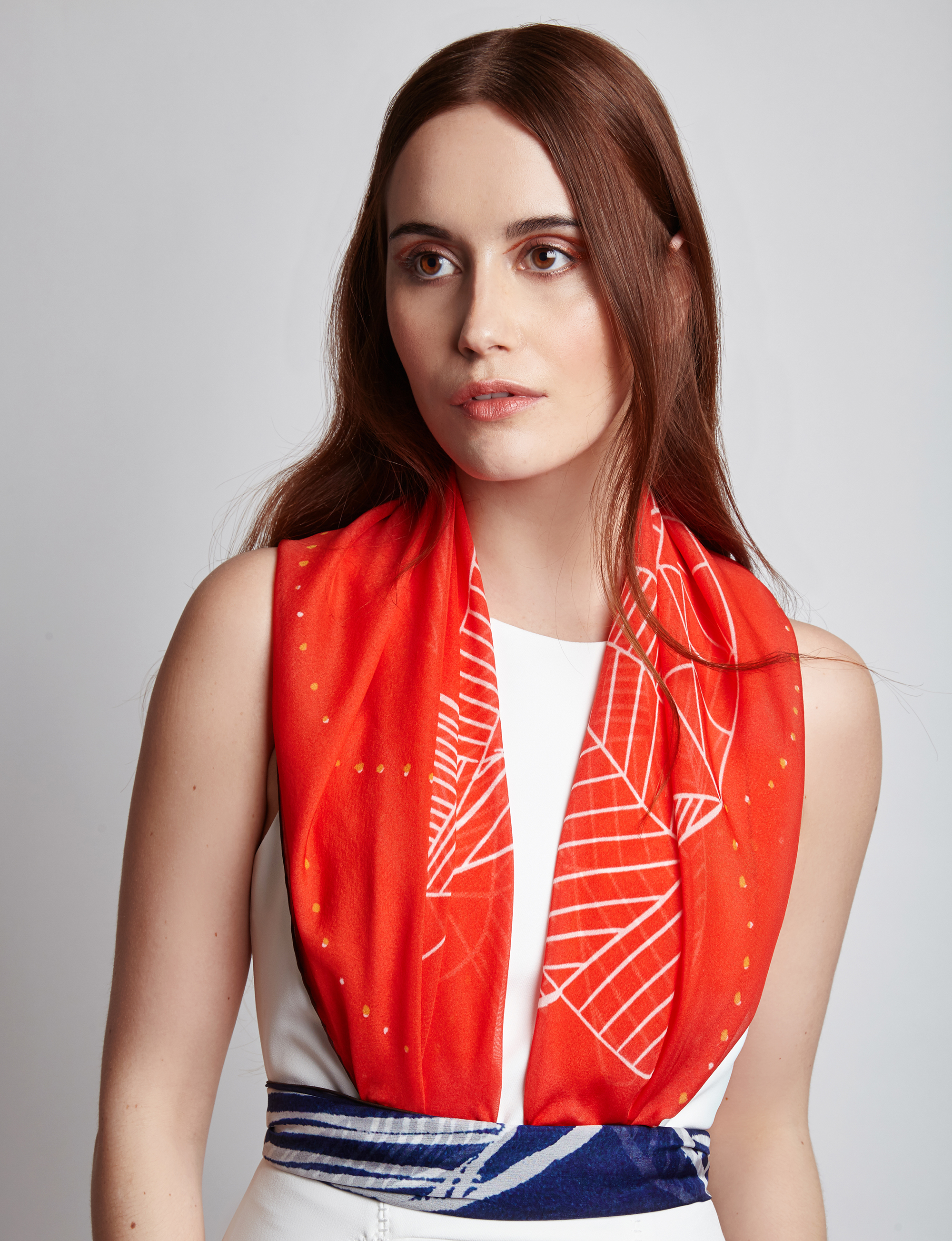 Red Square Silk Scarf by Basma Design - Cherry Blush Silk Scarf