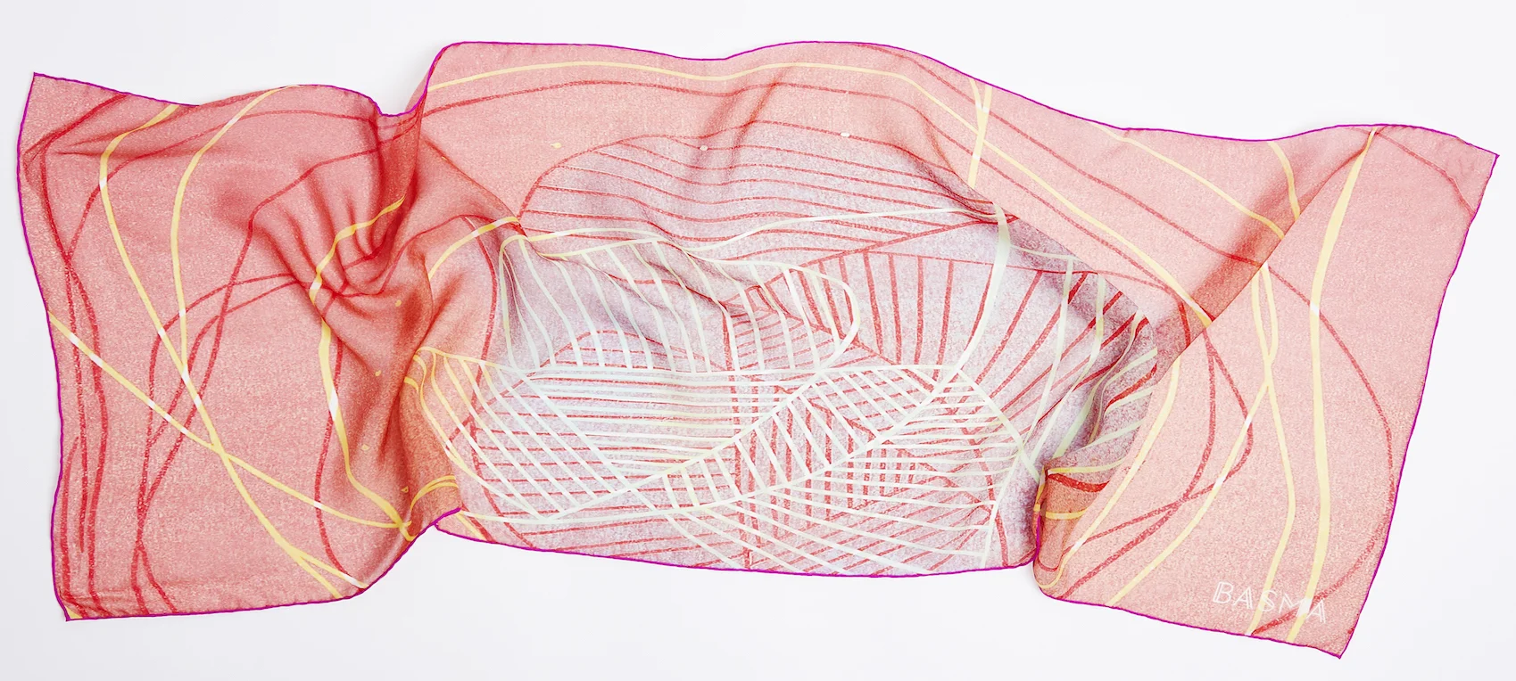 Rose Crush Red Silk Scarf by Basma Design