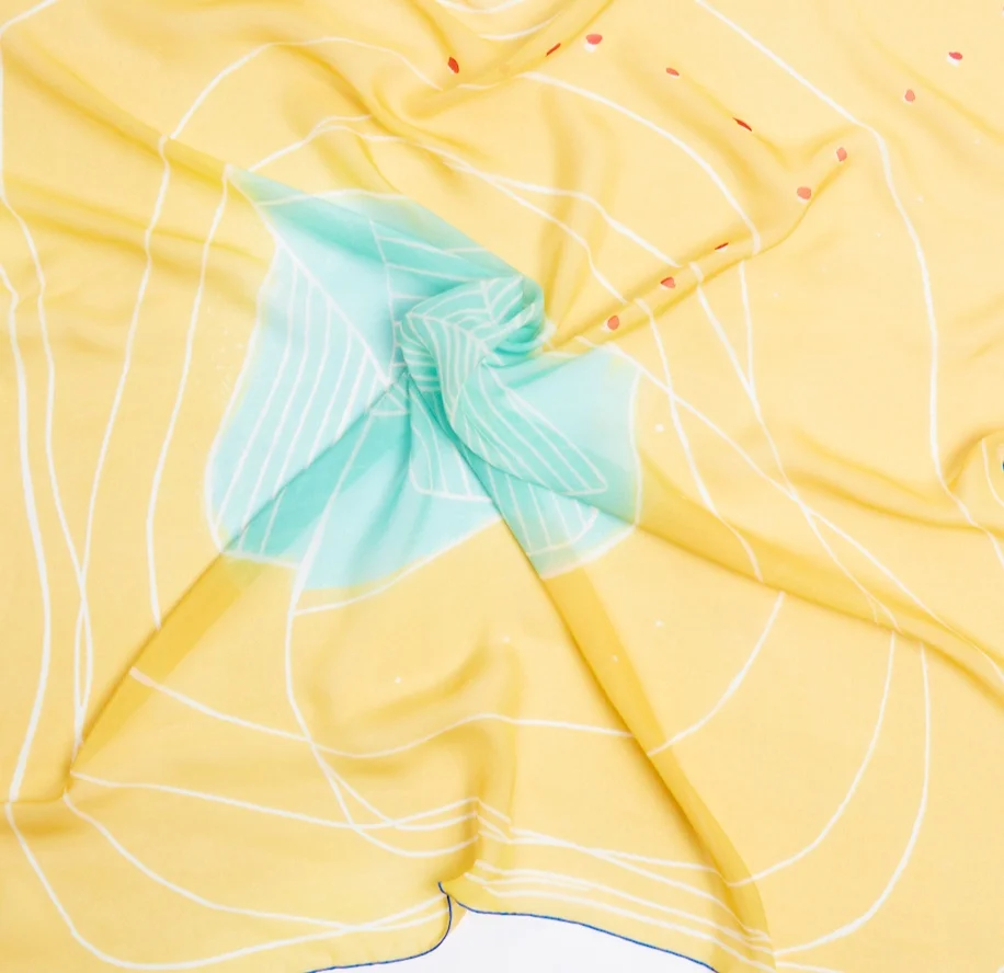 Yellow Silk Chiffon Scarf by Basma Design