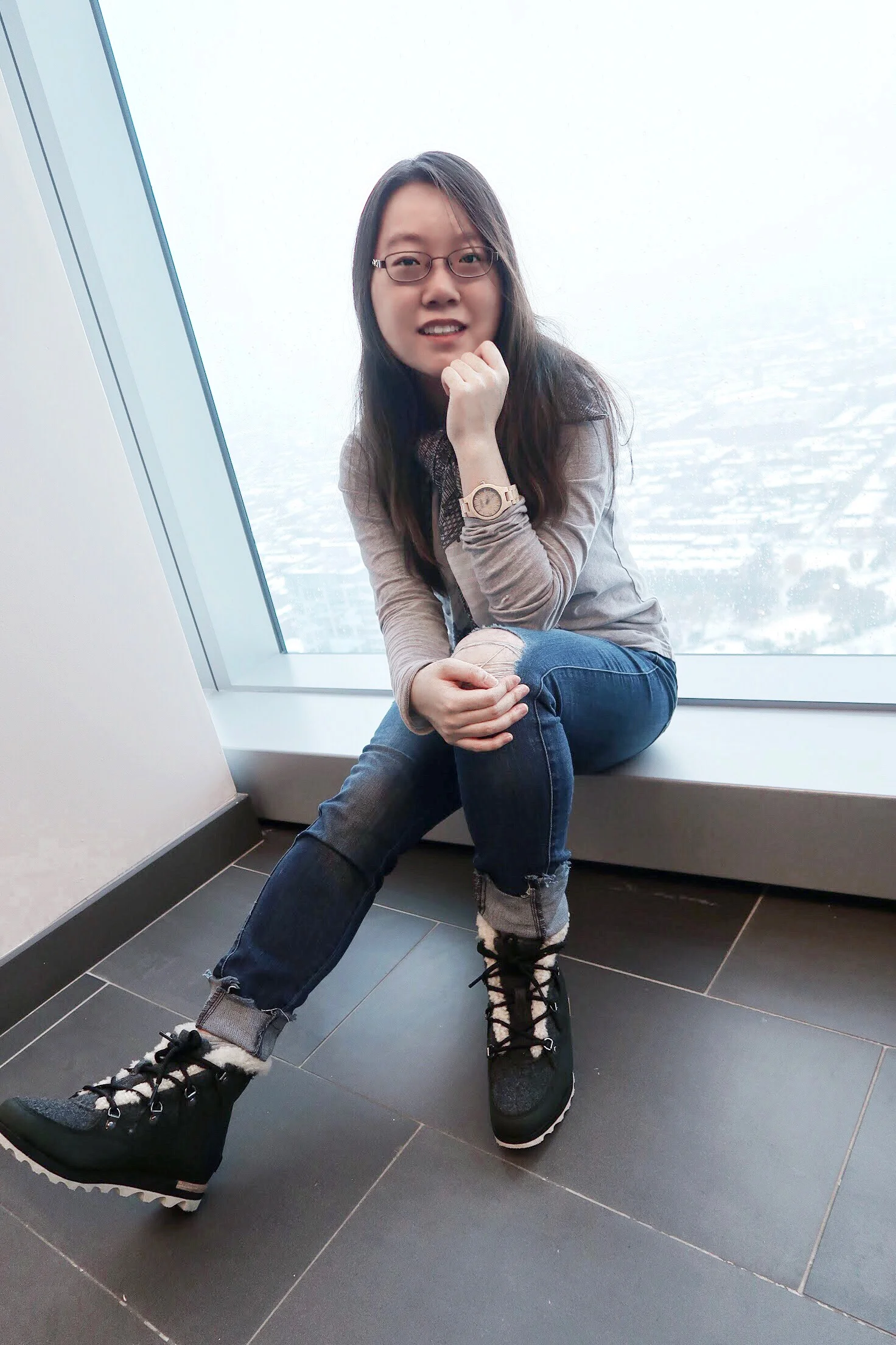 This is an indoors outfit, but you probably knew that already! Top: LAMade Clothing - gifted through Octoly (this grey long-sleeve is a basics MUST) Jeans: KanCan, I swear by this LA brand Shoes: I needed a good pair of snow boots, and Club Monaco offers great student discounts, free shipping and 15% off! These are super comfy and just perfect for the winter/early spring! Sorel Footwear :) https://share.clubmonaco.com/x/QsYclp Great for trudging in the snow, still a horrible idea to walk 4 blocks just for a last-minute photoshoot and this is coming from someone who lost her umbrella and almost got knocked into the street TWICE trying to walk through the wind lol You can’t really see my scarf although I believe it was my mom’s originally. It has both a good, subtle mix of grey and white tones!