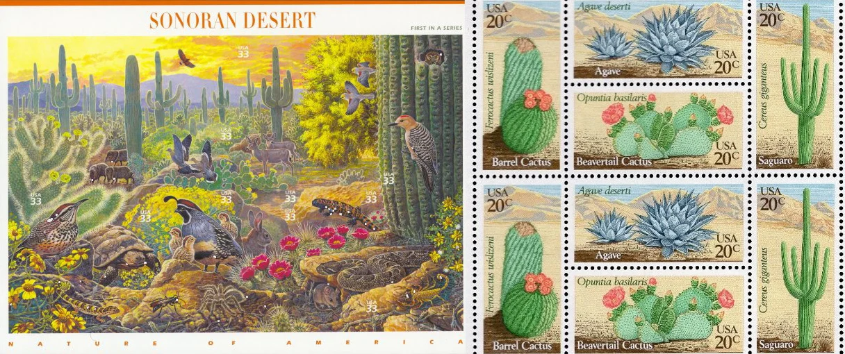 1999's Sonoran Desert ( Scott #3293 ) and 1981's Desert Plants ( Scott #1942-1945 )