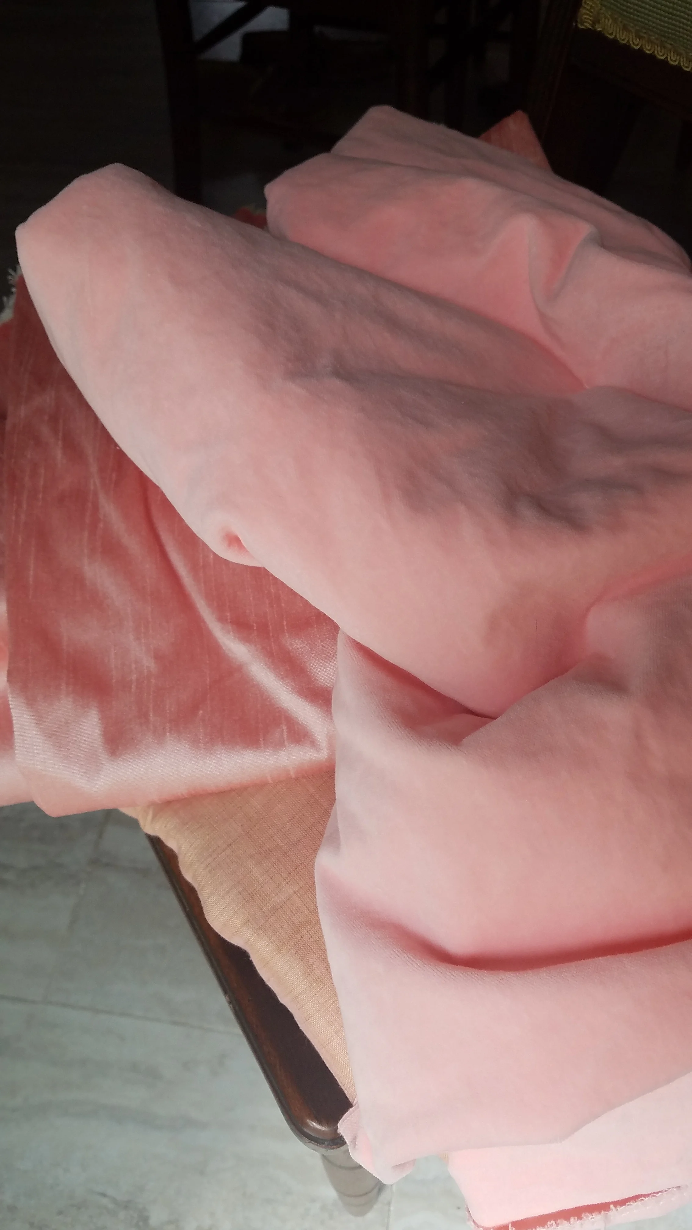 Cotton velvet on top, then silk and silk/linen