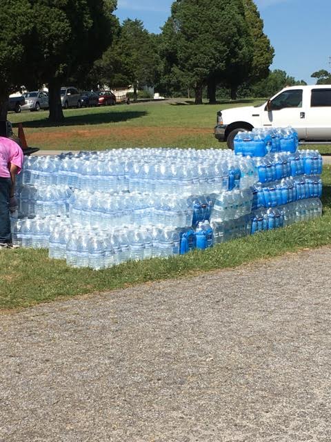 Donated water for the Buck Community