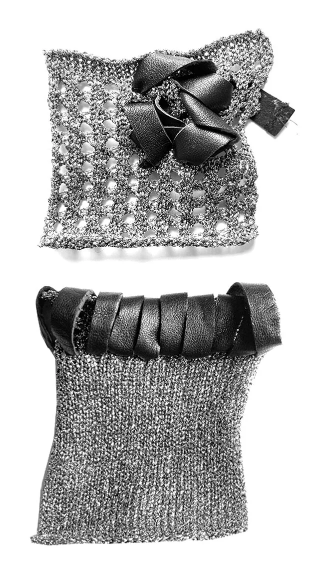 Knit sample (lace & leather)