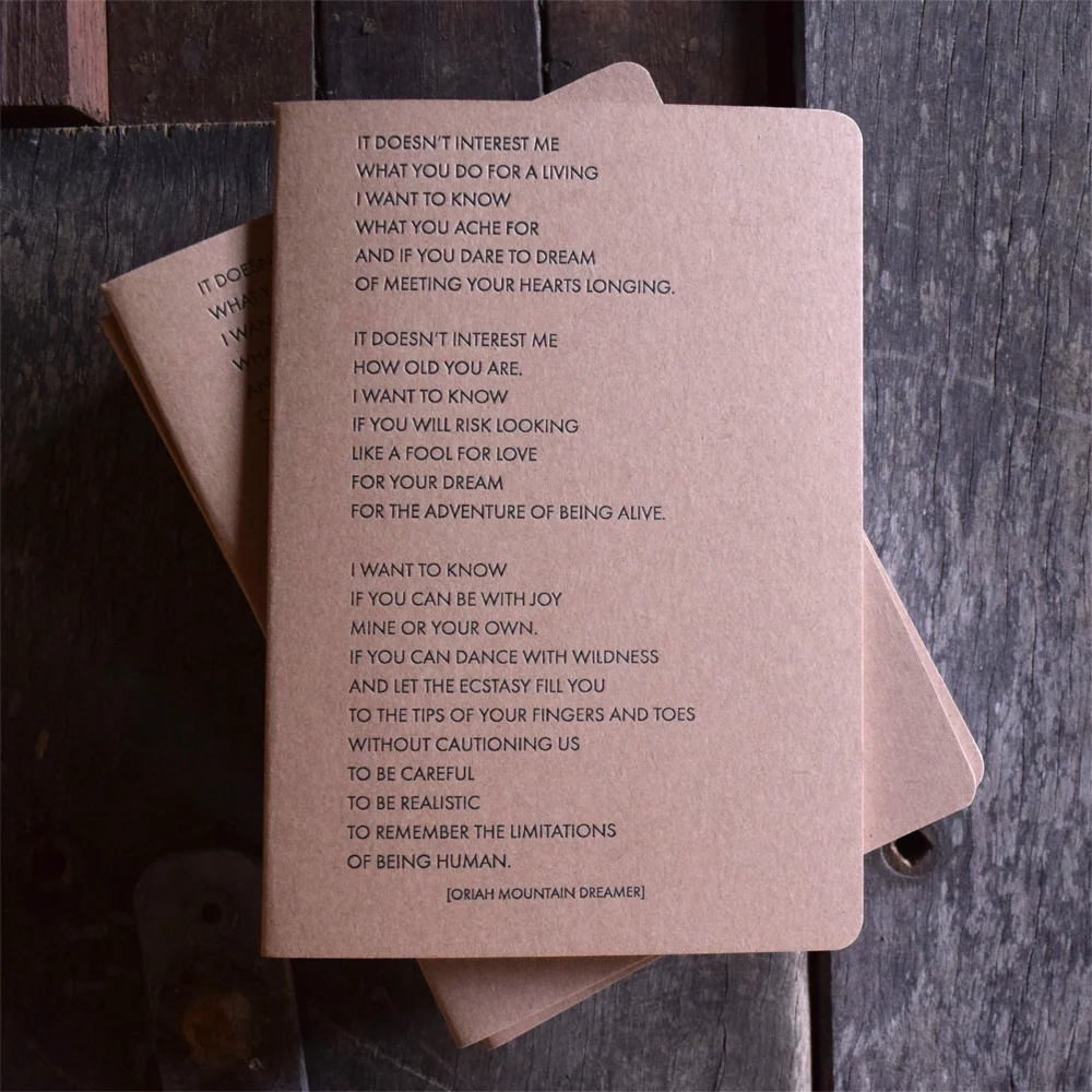 Custom Letterpress A5 Notebook Clare Bernadette