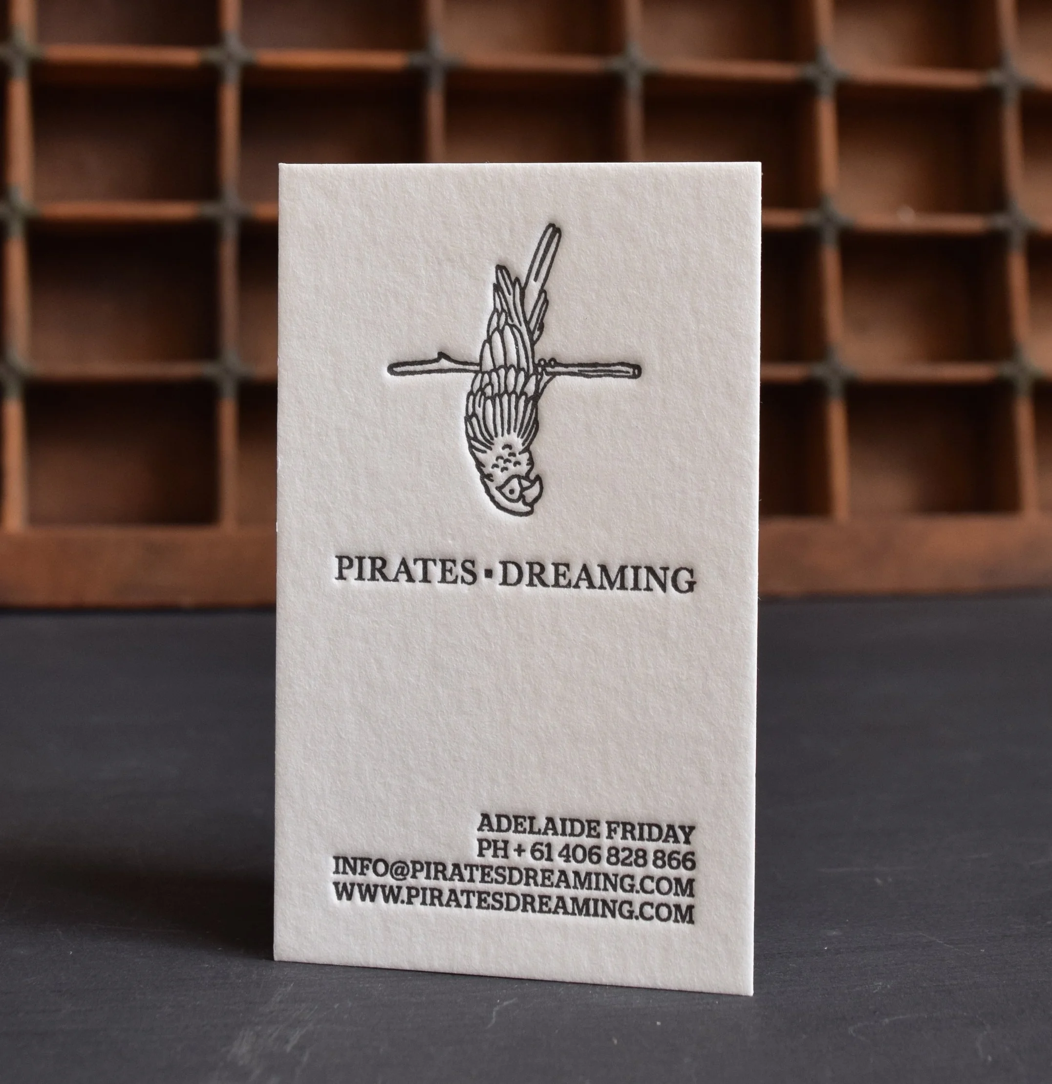 Letterpress Business Card Pirates Dreaming