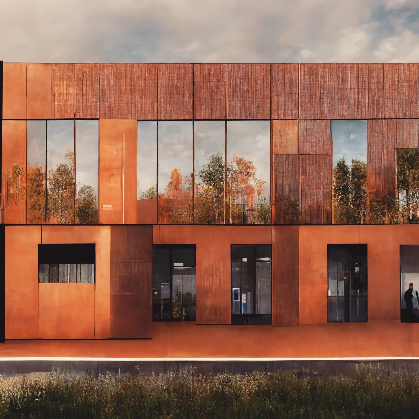 Some more Midjourney exploration. The textual prompt here was - &quot;contemporary exterior with large glazing and Corten steel cladding&quot;

#midjourney #midjourneyai #artificialintelligence #architecture