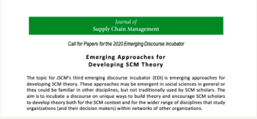 EDI: Emerging Approaches for Developing SCM Theory, introduced by Professor Barbara B. Flynn