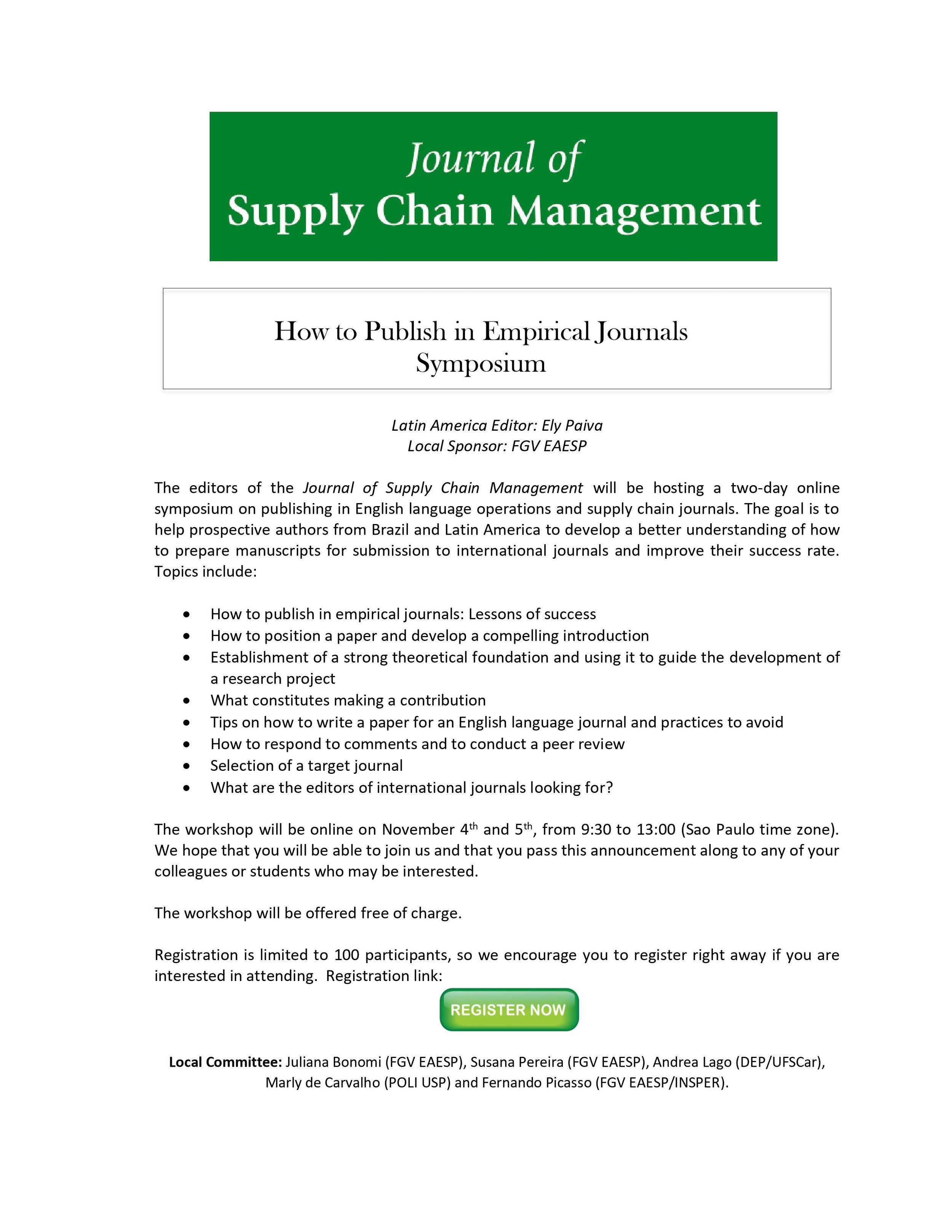 Latin American Virtual Symposium - “How to Publish in Empirical Journals”